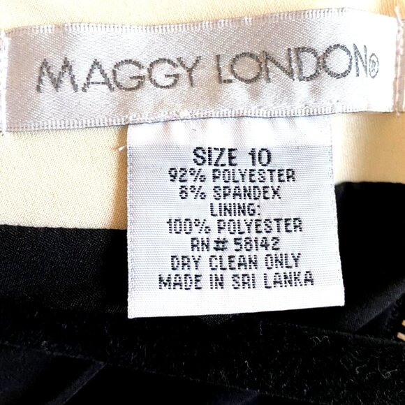 Maggy London Womens Black & Cream Sleeveless Sheath Dress Size 10 Back Zipper - Picture 5 of 5